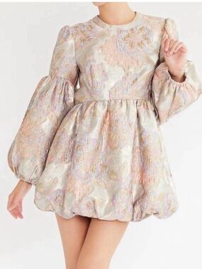 Mille x Intermix Giselle Women’s mini dress Pink Brocade bubble skirt